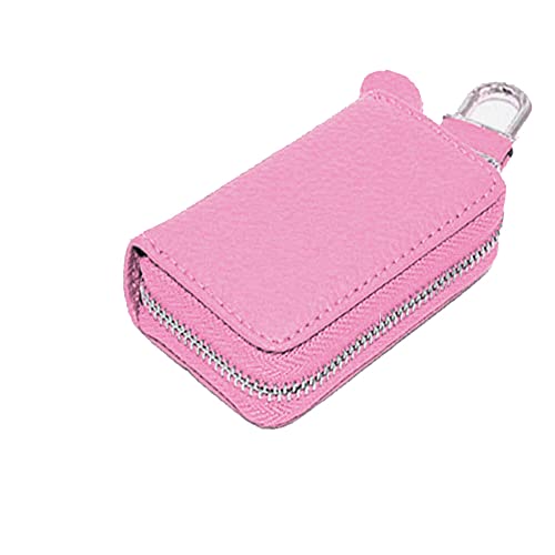 Echt Leder Autoschlüssel Abdeckung, Auto Schlüsselanhänger Reißverschluss Tasche Schutz mit Metallhaken von TopHomer