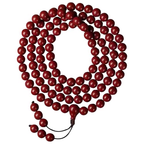 TopHomer 108 Zinnober Gebetsperlen - Buddhistisches Armband & Halskette, Feng Shui Meditationsaccessoire 6 mm, Chinesischer Edelstein, Damen & Herren von TopHomer