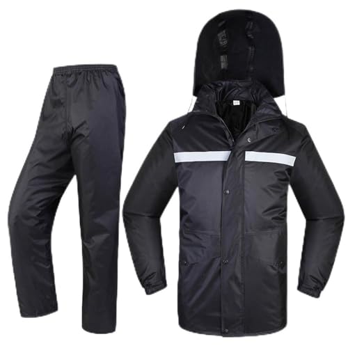 TopHomer Hohe Sichtbarkeit Regenkleidung Jacke Hosen Set, Schwarz Wasserdicht Regenanzug Regenjacke, Regenmantel für Herren Damen Sport und Arbeit im Freien - Größe 4XL von TopHomer