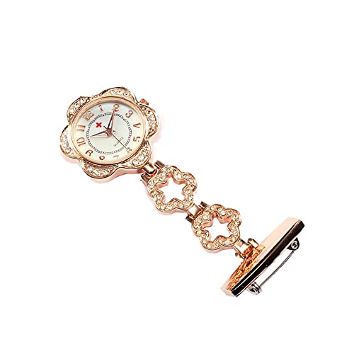 TopHomer Krankenschwester Taschenuhr Arzt Taschenuhr Tragbare Hängeuhr Ansteckbrosche Taschenuhr Blumenförmige Uhr Damen Herren Outdoor Uhren Geschenk(Roségold) von TopHomer