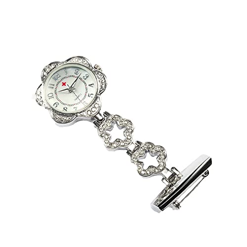 TopHomer Krankenschwester Taschenuhr Arzt Taschenuhr Tragbare Hängeuhr Ansteckbrosche Taschenuhr Blumenförmige Uhr Damen Herren Outdoor Uhren Geschenk(Silber) von TopHomer