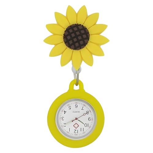 Krankenschwester Taschenuhr Krankenschwester Arzt Taschenuhr Clip auf Quarz Leuchtuhr Tragbare Teleskop Digitaluhr, Gelbe Sonnenblume von TopHomer