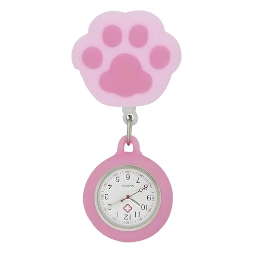 Krankenschwester Taschenuhr Krankenschwester Arzt Taschenuhr Clip auf Quarz Leuchtuhr Tragbare Teleskop Digitaluhr, Katzenkratzer von TopHomer