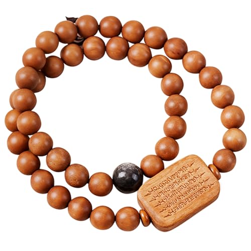 TopHomer Naturholz Perlen Armband - Friedens Amulett Armreif mit Geschnitzten Perlen, Feng Shui Accessoire für Meditation & Damen/Herren von TopHomer