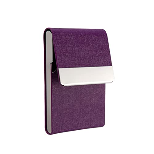 TopHomer Visitenkarten-Etui, 1 Stück PU-Leder-Visitenkarten-Etui Visitenkarten-Etui Schlank Edelstahl-Tasche Kartenetui mit Magnetverschluss - Violett von TopHomer