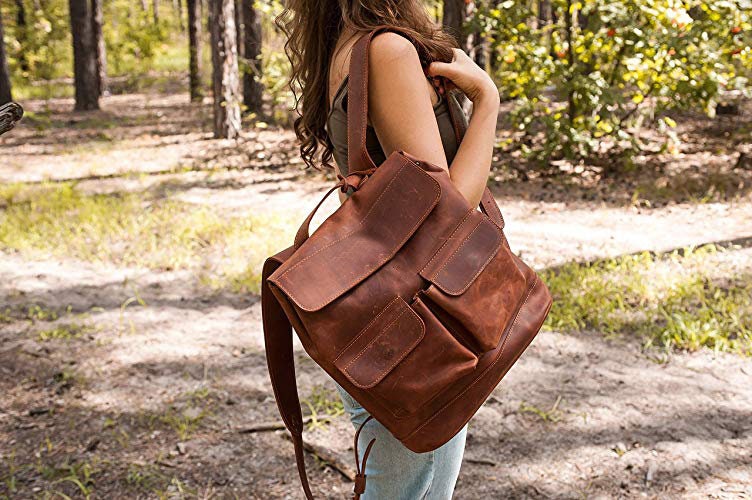 Lederrucksack Frauen, Personalisiert, Großer Cognac Rucksack, Lederrucksack von TopLeather