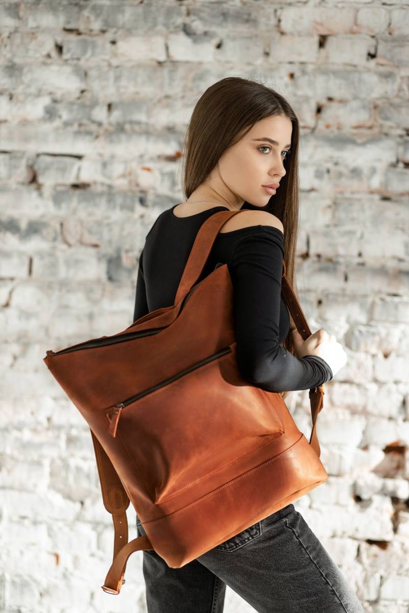 Vintage Style Leder Rucksack | Handgemachte Stadt Retro Reisetasche von TopLeather