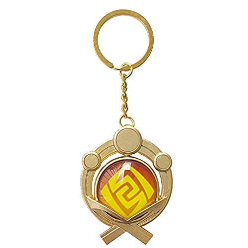 Genshin Leuchtende Schlüsselanhänger Spielzeug Impact Inazuma Geo Schlüsselanhänger Gold Spielfigur Schlüsselanhänger Anhänger Schlüsselanhänger Genshin ​Charakter Cosplay Zubehör Auge Gottes, gelb, M von TopLucky