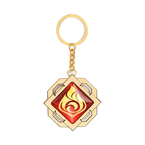 Genshin Luminous Key charms Toy Impact Liyue Vision Pyro Keychain Gold Game Figure Key Chain Pendant Keyring Genshin ​Character Cosplay Accessories Eye of God, gelb, M von BiChengJie