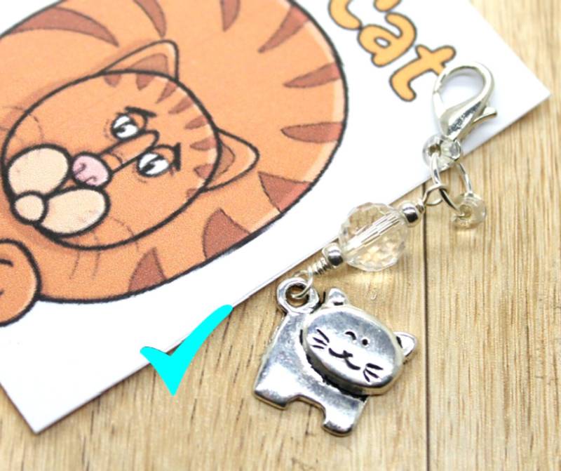 Katzenanhänger, Fat Cat Charm Clip, Katzen-Schlüsselanhänger Charm, Zipper Pull von TopNotchShopCo