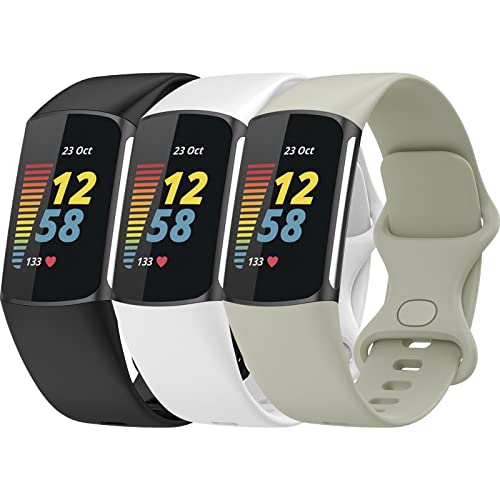 TopPerfekt Armbänder Kompatibel mit Fitbit Charge 6 Armband, Verstellbares Weiches Silikon Sport Ersatz Uhrenarmband Armbänder Armband für Charge 5 Activity Tracker Damen Herren von TopPerfekt
