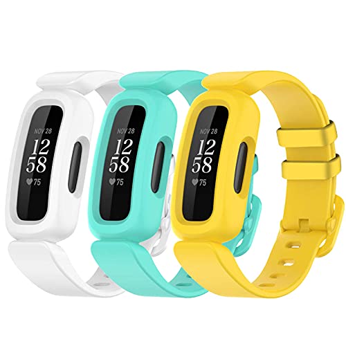 TopPerfekt Armbänder kompatibel mit Fitbit Ace 3 für Kinder, weiches Silikon, wasserdichtes Armband, Zubehör, Sportuhrenarmband Jungen Mädchen (3er-Pack2) von TopPerfekt