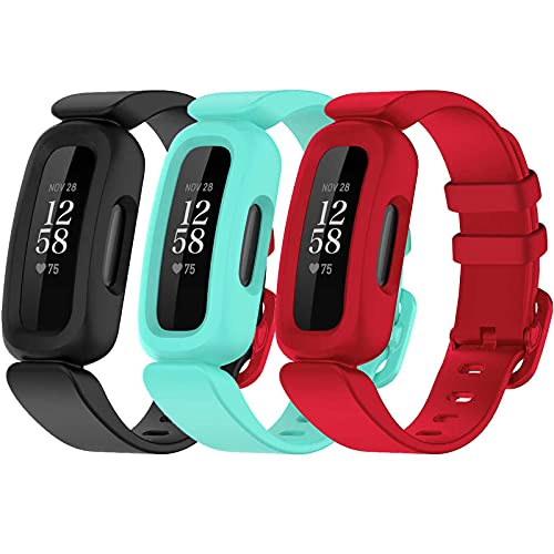 TopPerfekt Armbänder kompatibel mit Fitbit Ace 3 für Kinder, weiches Silikon, wasserdichtes Armband, Zubehör, Sportuhrenarmband Jungen Mädchen (3er-Pack3) von TopPerfekt