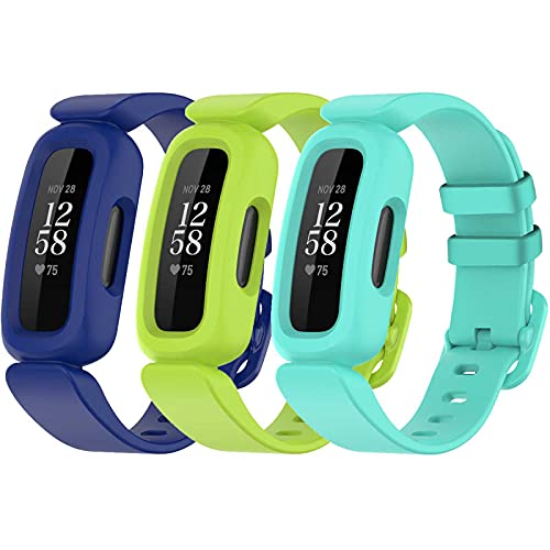 TopPerfekt Armbänder kompatibel mit Fitbit Ace 3 für Kinder, weiches Silikon, wasserdichtes Armband, Zubehör, Sportuhrenarmband Jungen Mädchen (3er-Pack4) von TopPerfekt