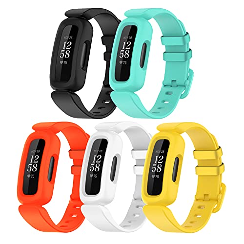 TopPerfekt Armbänder kompatibel mit Fitbit Ace 3 für Kinder, weiches Silikon, wasserdichtes Armband, Zubehör, Sportuhrenarmband Jungen Mädchen (5er-Pack2) von TopPerfekt