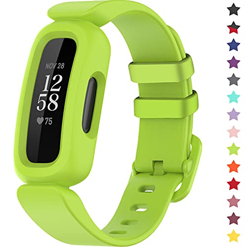 TopPerfekt Armbänder kompatibel mit Fitbit Ace 3 für Kinder, weiches Silikon, wasserdichtes Armband, Zubehör, Sportuhrenarmband Jungen Mädchen (lime) von TopPerfekt