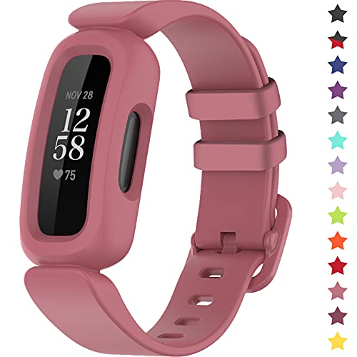 TopPerfekt Armbänder kompatibel mit Fitbit Ace 3 für Kinder, weiches Silikon, wasserdichtes Armband, Zubehör, Sportuhrenarmband Jungen Mädchen (wassermelone) von TopPerfekt