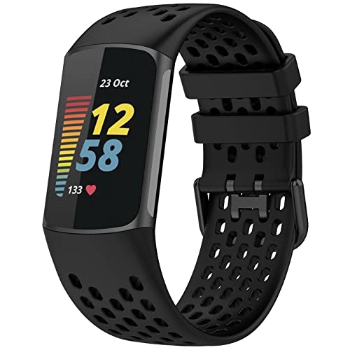 TopPerfekt Sport Armbänder Kompatibel mit Fitbit Charge 5 Armband, Verstellbares Atmungsaktives Weiches Silikon Sport Ersatz Uhrenarmband Armbänder Armband für Charge 5 Activity Tracker Damen Herren von TopPerfekt