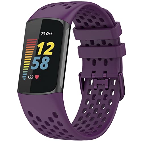 TopPerfekt Sport Armbänder Kompatibel mit Fitbit Charge 6 Armband, Verstellbares Atmungsaktives Weiches Silikon Sport Ersatz Uhrenarmband Armbänder Armband für Charge 5 Activity Tracker Damen Herren von TopPerfekt