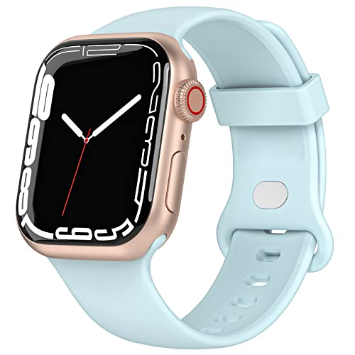 TopPerfekt Sportarmbänder kompatibel mit Apple Watch Armband 41 mm 40 mm 38 mm, weiche Silikon-Armbänder Ersatzarmband für Apple iWatch Serie SE 7 6 5 4 3 2 1 für Damen Herren (38 mm/40 mm/41 mm, Seeblau) von TopPerfekt