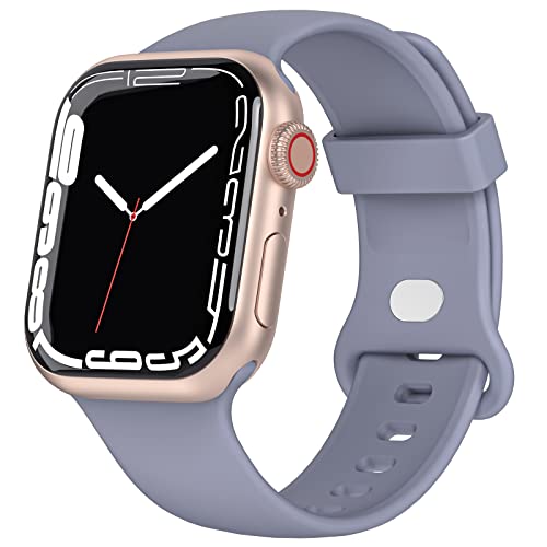 TopPerfekt Sportarmbänder kompatibel mit Apple Watch Armband 41 mm 40 mm 38 mm, weiche Silikon-Armbänder Ersatzarmband für Apple iWatch Serie SE 7 6 5 4 3 2 1 für Damen Herren (38 mm/40 mm/41 mm, blau grau) von TopPerfekt