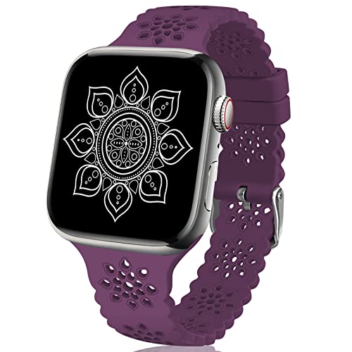 TopPerfekt lace Armbänder Kompatibel mit Apple Watch Spitze Armband 38mm 40mm 41mm für Damen Herren, Weiche Silikon Ersatzarmband für iWatch Series 8 7 6 5 4 3 2 1 SE Ultra von TopPerfekt