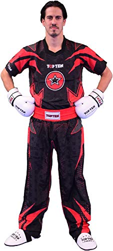 TOP TEN Kickboxuniform „Future“ - Gr. L = 180 cm, schwarz-rot von TOP TEN