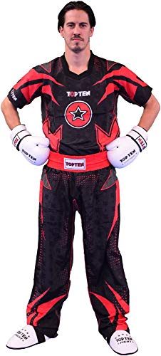 TOP TEN Kickboxuniform „Future“ - Gr. XXL = 200 cm, schwarz-rot von TOP TEN