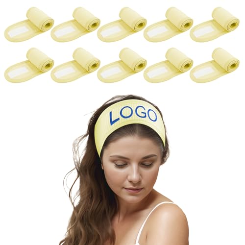 TOPTIE 10 Stück Personalisiertes Kosmetik Stirnband Frottee Verstellbares Spa Facial Haarband von TopTie