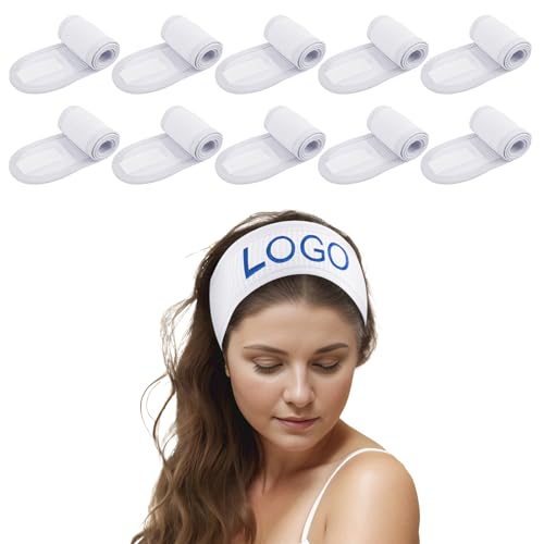 TOPTIE 10 Stück Personalisiertes Kosmetik Stirnband Frottee Verstellbares Spa Facial Haarband von TopTie