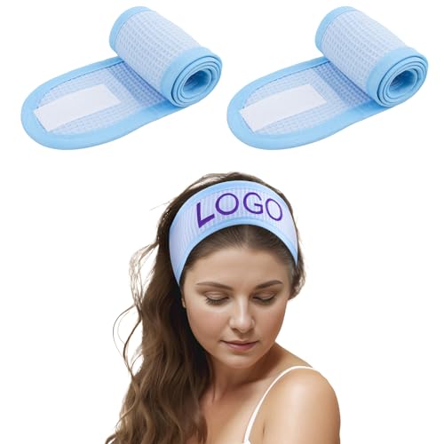 TOPTIE 2 Stück Personalisiertes Kosmetik Stirnband Frottee Verstellbares Spa Facial Haarband von TopTie