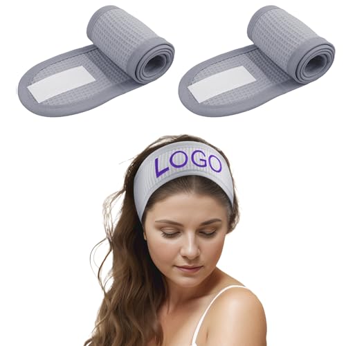 TOPTIE 2 Stück Personalisiertes Kosmetik Stirnband Frottee Verstellbares Spa Facial Haarband von TopTie