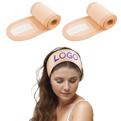 TOPTIE 2 Stück Personalisiertes Kosmetik Stirnband Frottee Verstellbares Spa Facial Haarband von TopTie