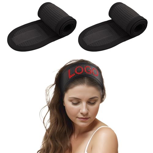 TOPTIE 2 Stück Personalisiertes Kosmetik Stirnband Frottee Verstellbares Spa Facial Haarband von TopTie