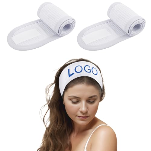 TOPTIE 2 Stück Personalisiertes Kosmetik Stirnband Frottee Verstellbares Spa Facial Haarband von TopTie