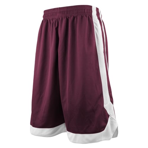 TopTie Herren Sport Shorts, Basketball Trainingsshorts Kurze Sporthose mit Taschen-Dunkelrot-XL von TopTie