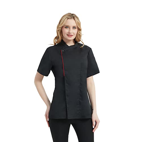 TopTie Kochjacke Damen Kurzarm Chef Jacket Bäckerjacke Koch Kostüm für Küche Restaurant von TopTie