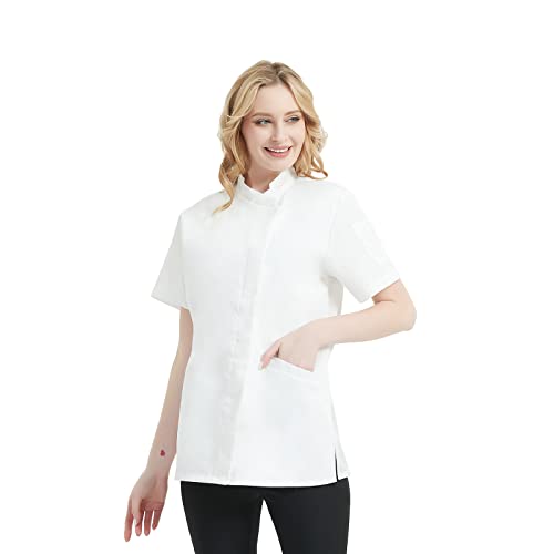 TopTie Kochjacke Damen Kurzarm Chef Jacket Bäckerjacke Koch Kostüm für Küche Restaurant von TopTie