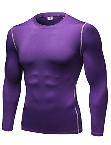 TopTie Kompression Unterhemd Unterwäsche Herren Base Layer Langarmshirt Atmungsakti Lila L von TopTie