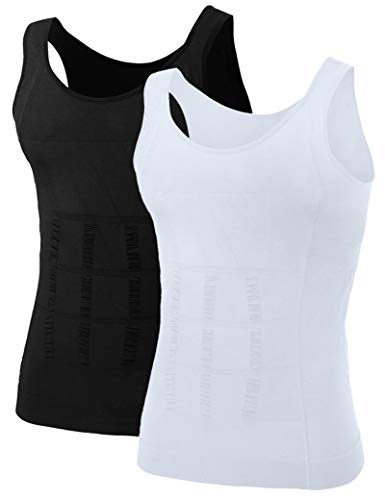 TopTie Unterhemd Herren Tank Top ärmellos Muskelshirts- Schwarz Weiß M von TopTie