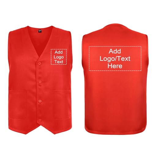 TopTie Personalisierte Kellner Weste Unisex Freiwilligenweste Basic Arbeitsweste mit Knöpfe von TopTie