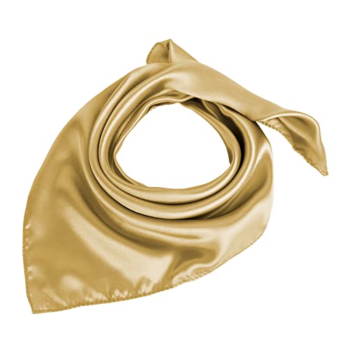 TOPTIE Satin Halstuch Damen Quadratische Halstücher Seide Taschentuch Haarwickel 19 Zoll- Golden von TopTie