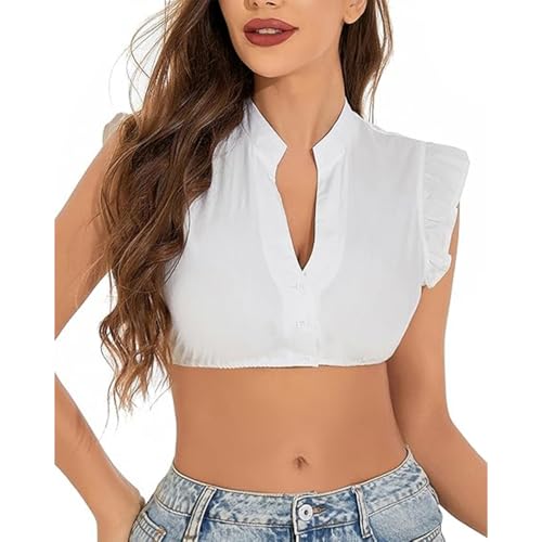 TopYart Dirndl Bluse Damen Weiß, Dirndlbluse Kurzarm DirndlBlusen V Ausschnitt Trachtenbluse (DE/NL/SE/PL, Alphanumerisch, M, Regular, Regular, Weiß) von TopYart