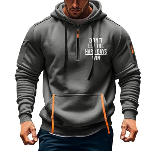 Hoodie Herren Oversize Winter Dicke Kapuzenpulli Casual Sweatshirt 2024 Winter Pulli Hip Hop Outdoor Kapuzenpullover Personalisierte Hoodie Langarm Pullover mit Taschen Kordelzug(Dark Gray,XL) von Topassion