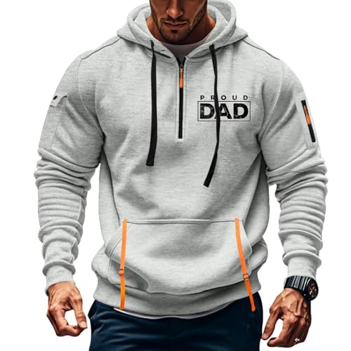 Hoodie Herren Oversize Winter Dicke Kapuzenpulli Casual Sweatshirt 2024 Winter Pulli Hip Hop Outdoor Kapuzenpullover Personalisierte Hoodie Langarm Pullover mit Taschen Kordelzug(Light Gray,3XL) von Topassion