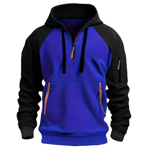 Hoodie Herren Oversize Winter Dicke Kapuzenpulli Casual Sweatshirt Hip Hop Outdoor Kapuzenpullover Personalisierte Hoodie Langarm Pullover mit Taschen Kordelzug 2024 Winter Pulli(Blue,XXL) von Topassion