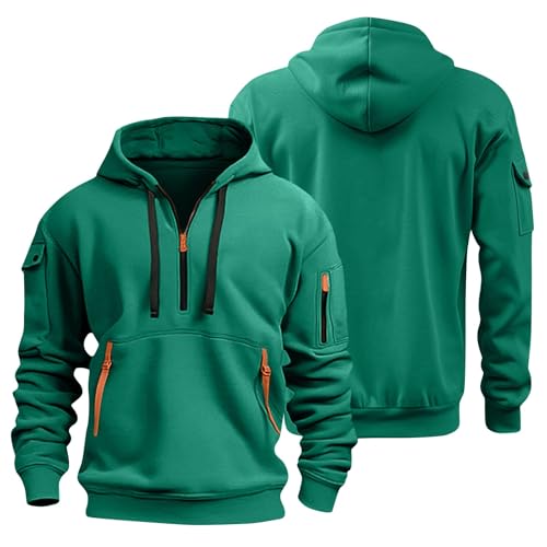 Hoodie Herren Oversize Winter Dicke Kapuzenpulli Casual Sweatshirt Hip Hop Outdoor Kapuzenpullover Personalisierte Hoodie Langarm Pullover mit Taschen Kordelzug 2024 Winter Pulli(Dark Green,3XL) von Topassion
