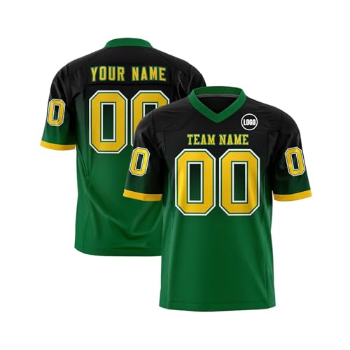 Personalisiert American Football Trikots Individuelle Printed Nummer Name Logo Spieltrikots für Kinder Erwachsene Custom Football Jersey Men Women Sports Uniform Atmungsaktiv T-Shirt,Dark Green von Topassion