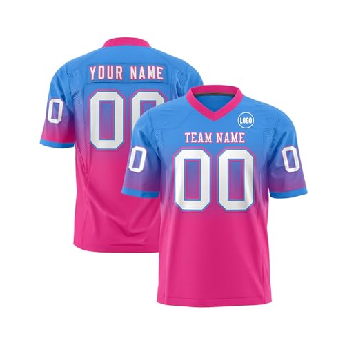 Personalisiert American Football Trikots Individuelle Printed Nummer Name Logo Spieltrikots für Kinder Erwachsene Custom Football Jersey Men Women Sports Uniform Atmungsaktiv T-Shirt,Hot Pink von Topassion