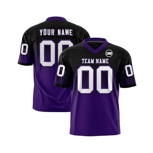 Personalisiert American Football Trikots Individuelle Printed Nummer Name Logo Spieltrikots für Kinder Erwachsene Custom Football Jersey Men Women Sports Uniform Atmungsaktiv T-Shirt,Purple von Topassion